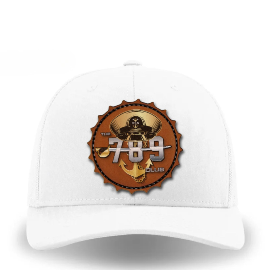 Hey Chief White with Brown Badge Hat