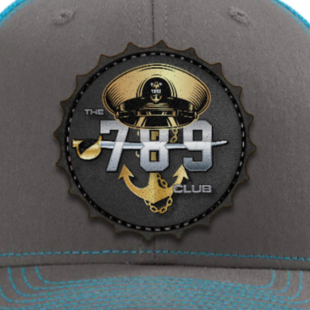 Hey Chief Dark Grey with Light Blue Trim Hat