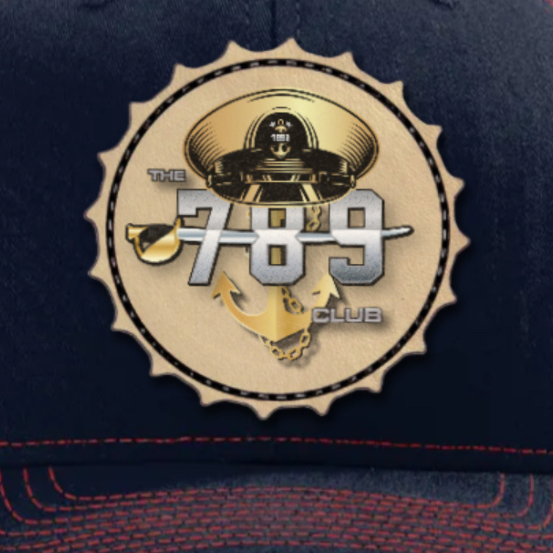 Hey Chief Dark Blue and Red Trim Hat