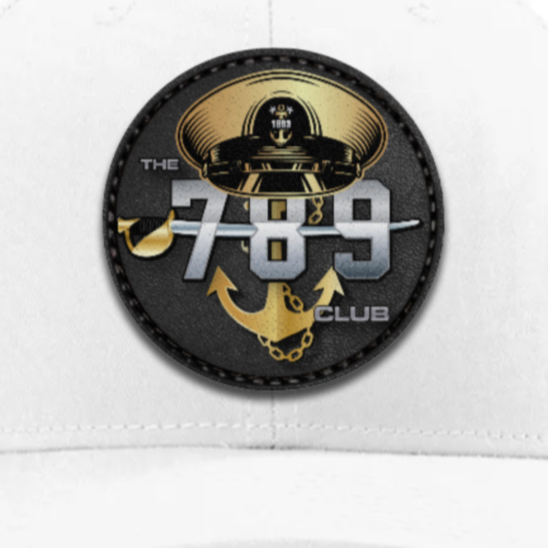 Hey Chief White with Dark Badge Hat